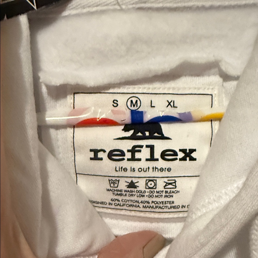 Reflex White Cropped Nebraska Hoodie with Black Checkered Sleeves Medium - Picture 3 of 8